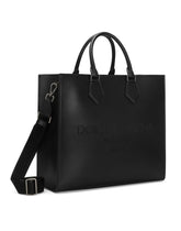 Large calfskin shopper with logo - | Dolce & Gabbana