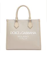 Small nylon shopper with rubberized logo - | Dolce & Gabbana