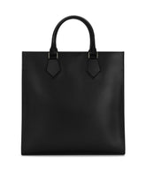 Calfskin leather tote with embossed logo - | Dolce & Gabbana