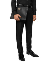 Granata calf leather and nylon media pouch - | Dolce & Gabbana