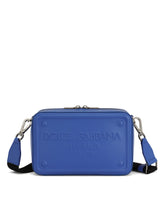 Calfskin crossbody bag with raised logo - | Dolce & Gabbana