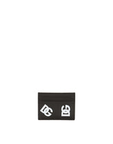 Calfskin card holder with all-over DG print - | Dolce & Gabbana