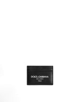 Calfskin card holder with logo - | Dolce & Gabbana