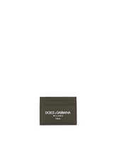 Calfskin card holder with logo - | Dolce & Gabbana