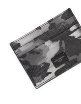 Dauphine calfskin card holder with leopard print against a gray background - | Dolce & Gabbana
