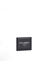Calfskin bifold wallet with logo - | Dolce & Gabbana