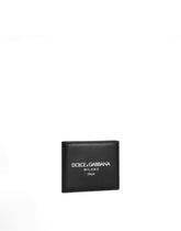 Calfskin bifold wallet with logo - | Dolce & Gabbana