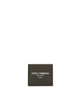 Calfskin bifold wallet with logo - | Dolce & Gabbana