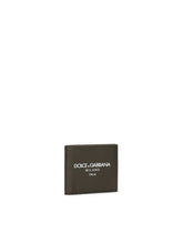 Calfskin bifold wallet with logo - | Dolce & Gabbana