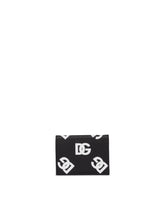 Calfskin card holder with all-over DG print - | Dolce & Gabbana