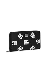 Calfskin zip-around wallet with all-over DG print - | Dolce & Gabbana