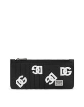 Vertical calfskin card holder with all-over DG print - | Dolce & Gabbana