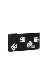 Vertical calfskin card holder with all-over DG print - | Dolce & Gabbana