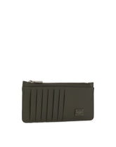 Vertical Dauphine calfskin card holder with branded plate - | Dolce & Gabbana