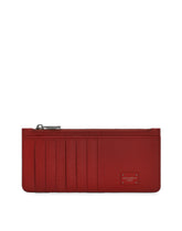 Vertical Dauphine calfskin card holder with branded plate - | Dolce & Gabbana