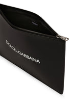 Calfskin document holder with printed logo - | Dolce & Gabbana