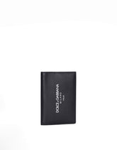 Calfskin passport holder with logo - | Dolce & Gabbana