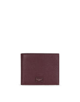 Dauphine calfskin bifold wallet with logo plaque - | Dolce & Gabbana