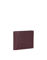 Dauphine calfskin bifold wallet with logo plaque - | Dolce & Gabbana