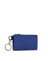 Dauphine calfskin card holder with ring branded plate - | Dolce & Gabbana