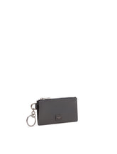 Dauphine calfskin card holder with ring branded plate - | Dolce & Gabbana