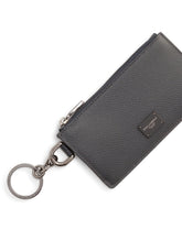 Dauphine calfskin card holder with ring branded plate - | Dolce & Gabbana