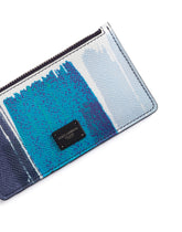 Dauphine calfskin card holder with leopard print against a gray background - | Dolce & Gabbana