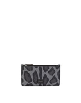 Dauphine calfskin card holder with leopard print against a gray background - | Dolce & Gabbana