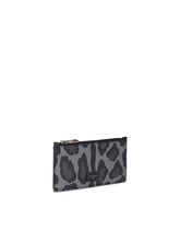 Dauphine calfskin card holder with leopard print against a gray background - | Dolce & Gabbana