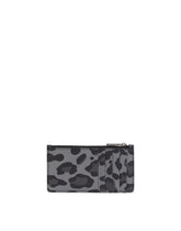 Dauphine calfskin card holder with leopard print against a gray background - | Dolce & Gabbana