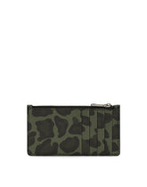 Dauphine calfskin card holder with leopard print against a gray background - | Dolce & Gabbana