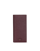 Dauphine calfskin verticle wallet with branded tag - | Dolce & Gabbana