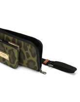 Nylon multi-purpose kit with leopard print against a green background and branded plate - | Dolce & Gabbana