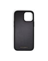 Dauphine calfskin iPhone 12 Pro Max cover with leopard print against a gray background - | Dolce & Gabbana