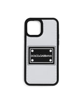 Rubber iPhone 12 Pro cover with branded plate - | Dolce & Gabbana