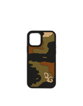 Rubber iPhone 12 Pro cover with leopard print against a green background - | Dolce & Gabbana