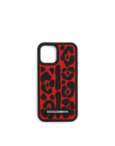 Rubber iPhone 12 Pro cover with leopard print against a green background - | Dolce & Gabbana