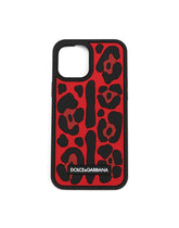 Rubber iPhone 12 Pro Max cover with leopard print against a green background - | Dolce & Gabbana