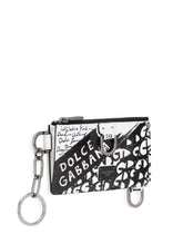 Graffiti-print calfskin card holder with keychain ring - | Dolce & Gabbana