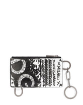 Graffiti-print calfskin card holder with keychain ring - | Dolce & Gabbana
