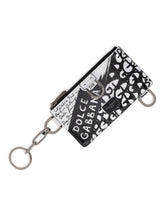 Graffiti-print calfskin card holder with keychain ring - | Dolce & Gabbana