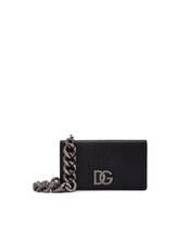 Matte nappa leather wallet with strap and crossover DG logo - | Dolce & Gabbana