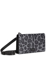 Dauphine calfskin wallet with shoulder strap and leopard print against a gray background - | Dolce & Gabbana