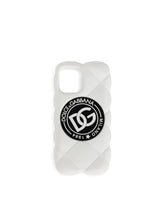 Quilted-effect rubber iPhone 12 Pro cover with DG logo - | Dolce & Gabbana