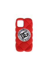 Quilted-effect rubber iPhone 12 Pro cover with DG logo - | Dolce & Gabbana