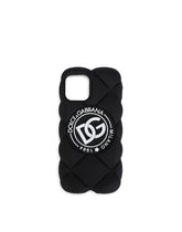 Quilted-effect rubber iPhone 12 Pro cover with DG logo - | Dolce & Gabbana