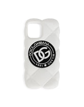 Quilted-effect rubber iPhone 12 Pro Max cover with DG logo - | Dolce & Gabbana