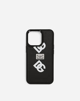 Calfskin iPhone 13 Pro cover with all-over DG print - | Dolce & Gabbana