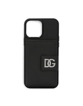 Calfskin iPhone 13 Pro Max cover with DG logo - | Dolce & Gabbana