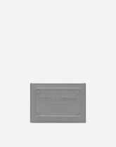 Calfskin card holder with raised logo - | Dolce & Gabbana